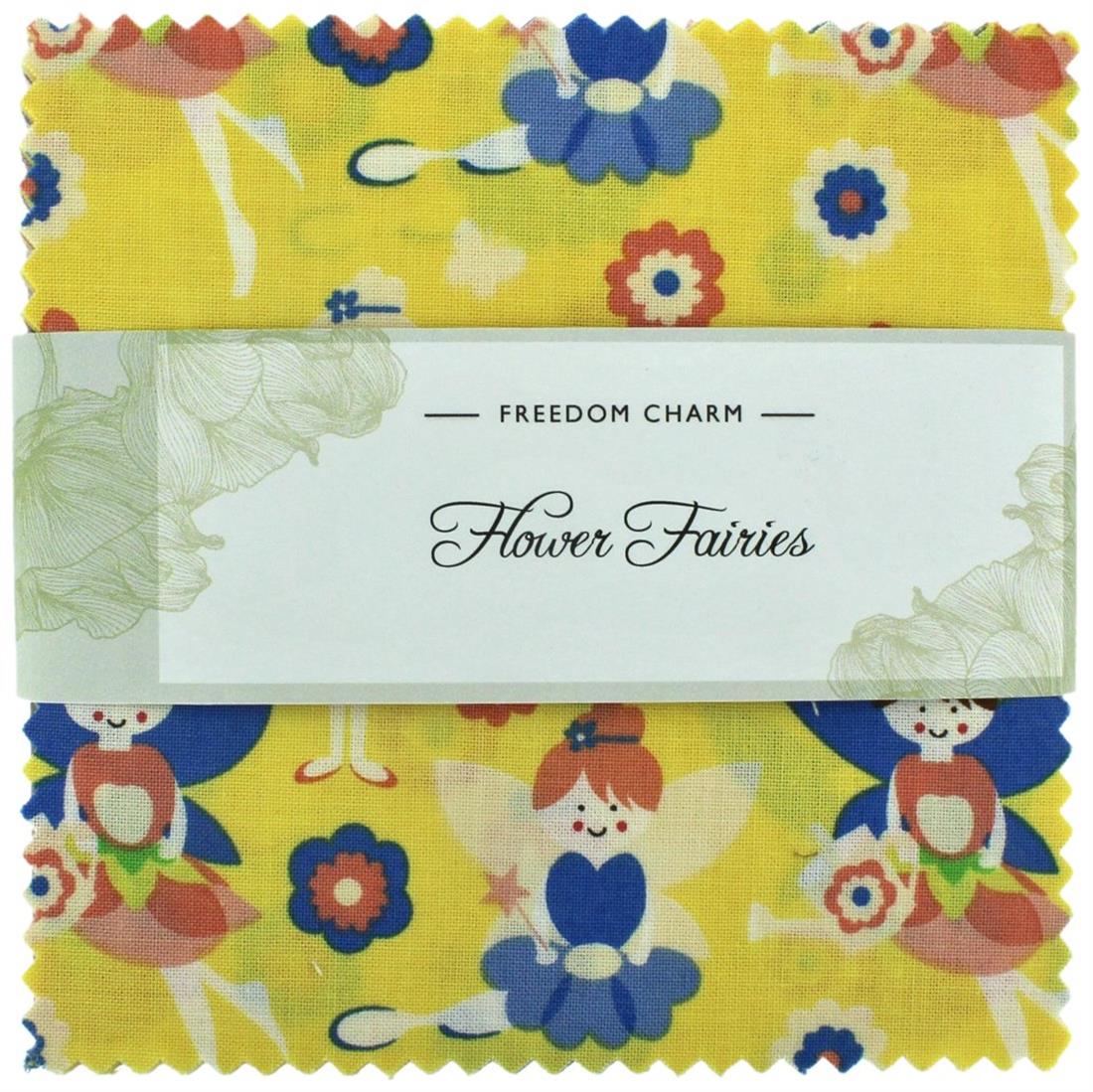 Yellow Printed Cotton Flower Fairies Charm Pack
