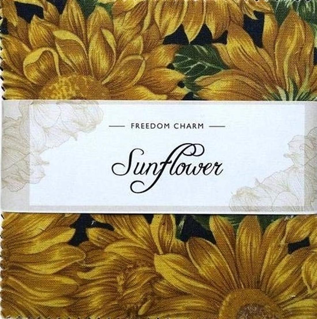 Yellow Printed Cotton Sunflower Charm Pack
