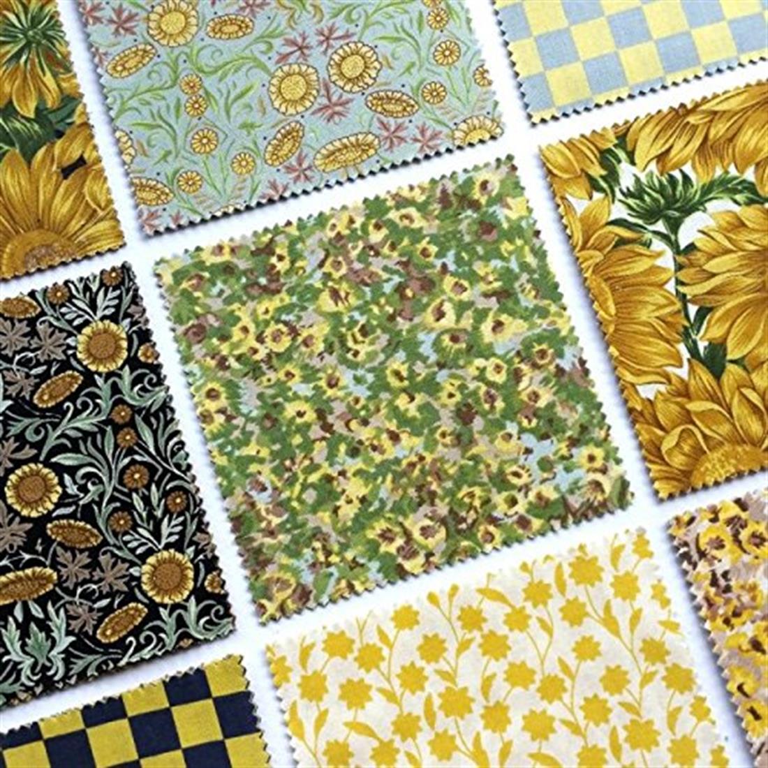 Yellow Printed Cotton Sunflower Charm Pack