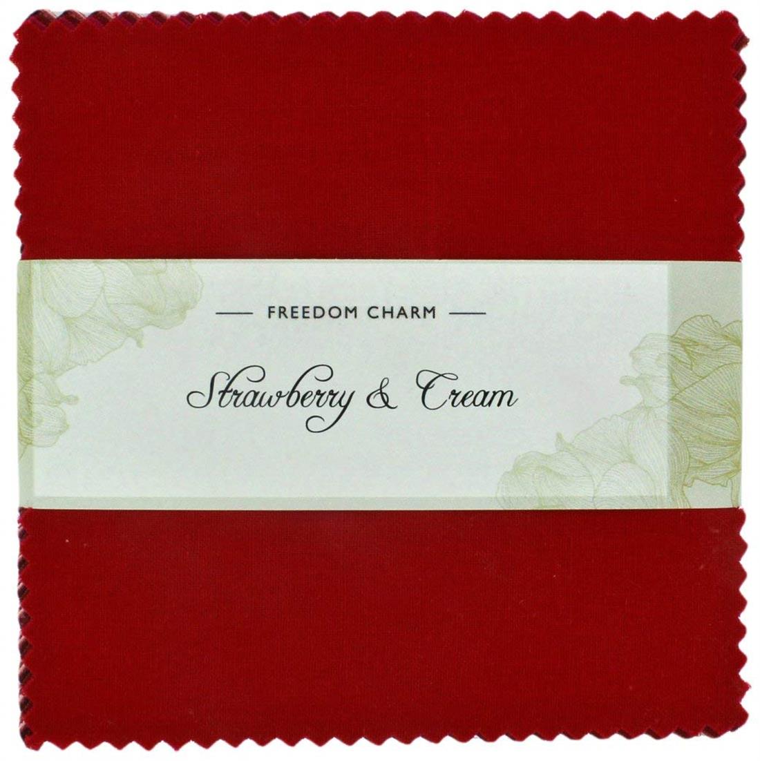 Red Printed Cotton Strawberry & Cream Charm Pack