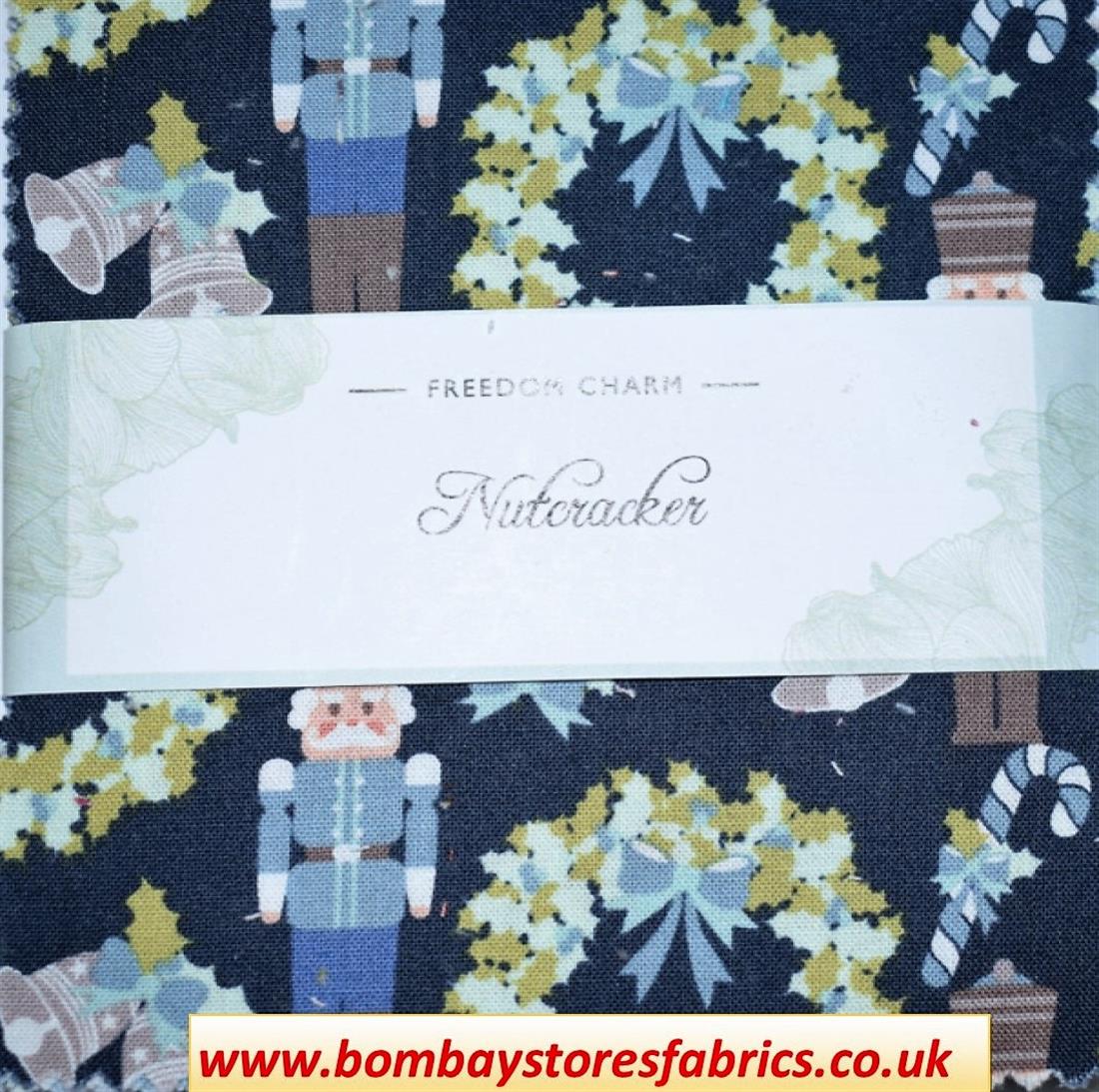 Navy Printed Cotton Nutcracker Charm Pack