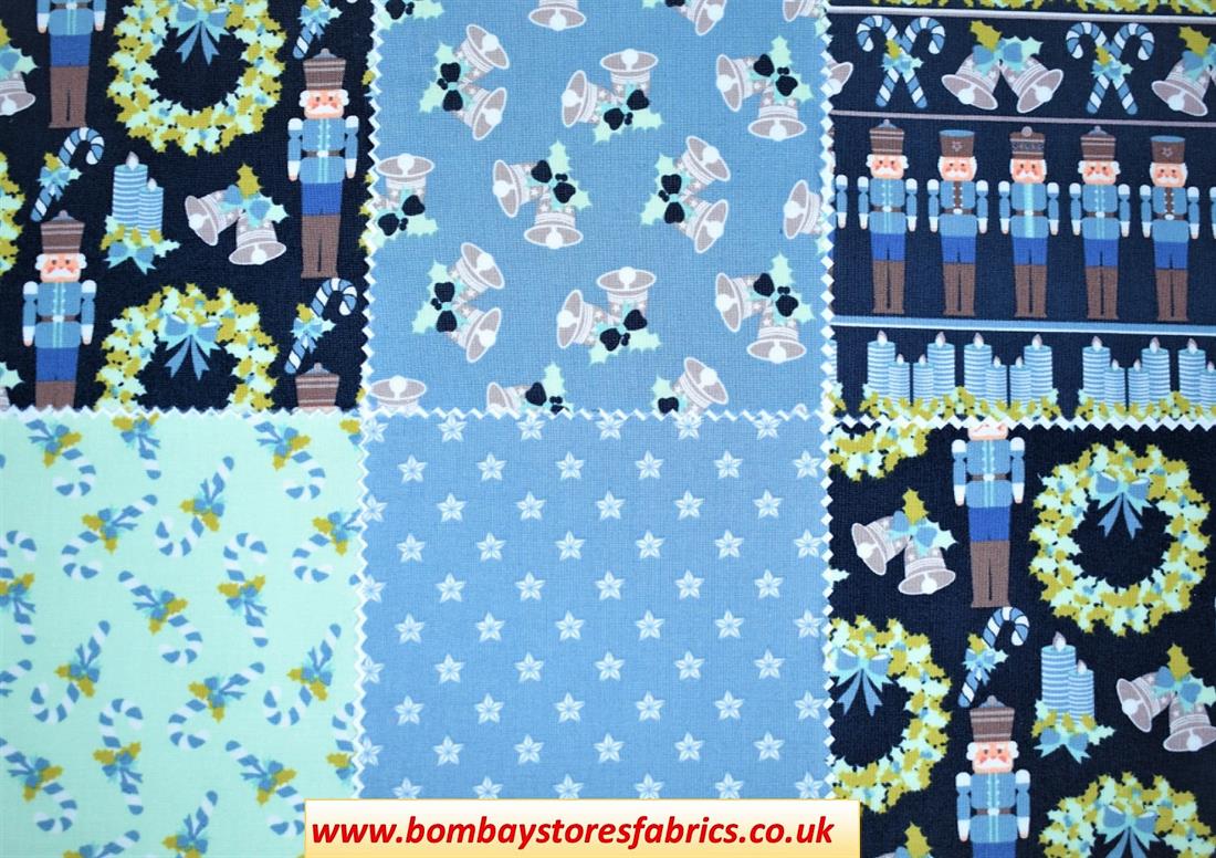 Navy Printed Cotton Nutcracker Charm Pack