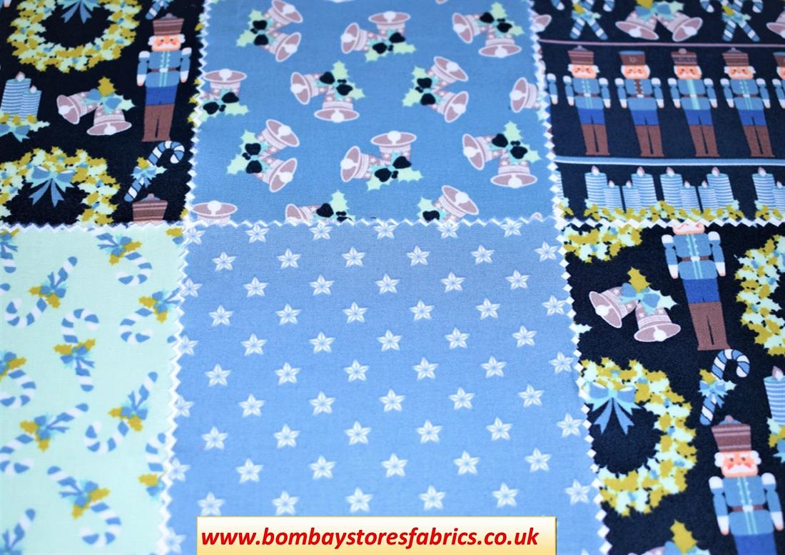 Navy Printed Cotton Nutcracker Charm Pack