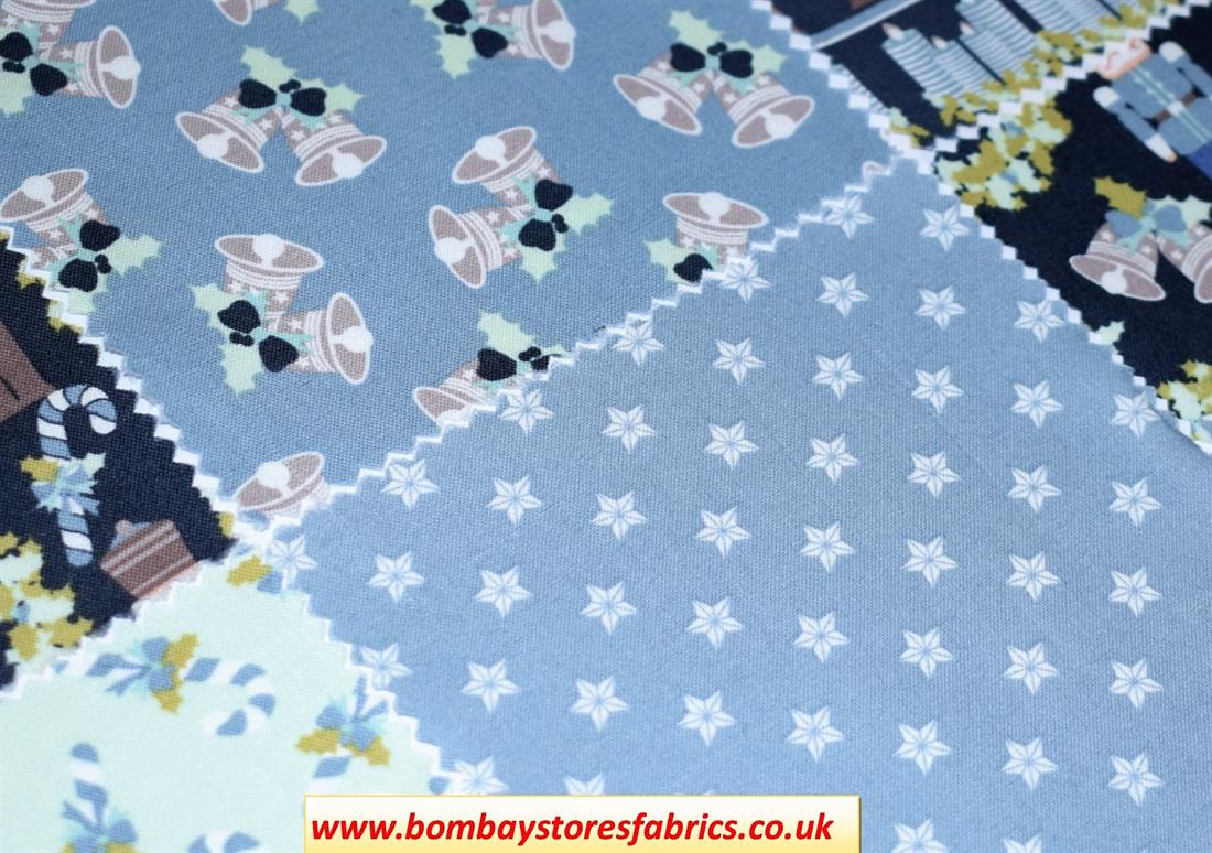 Navy Printed Cotton Nutcracker Charm Pack