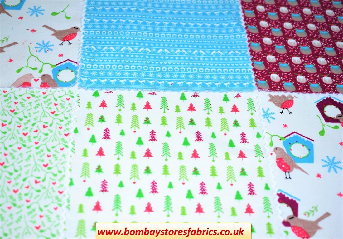 White Printed Cotton Festive Friends Charm Pack
