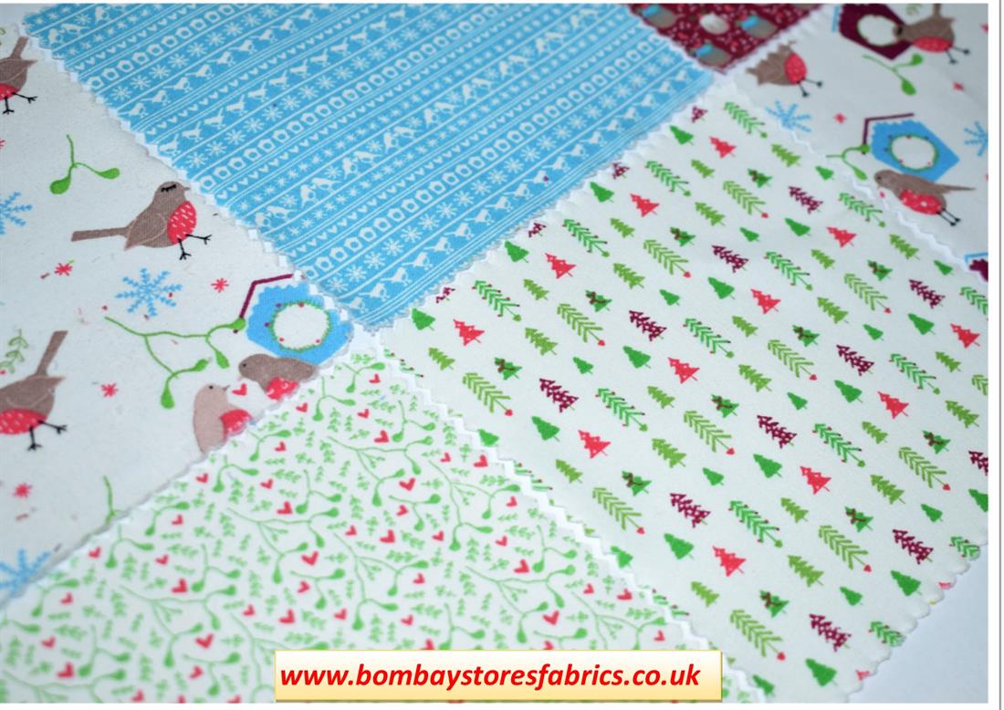 White Printed Cotton Festive Friends Charm Pack
