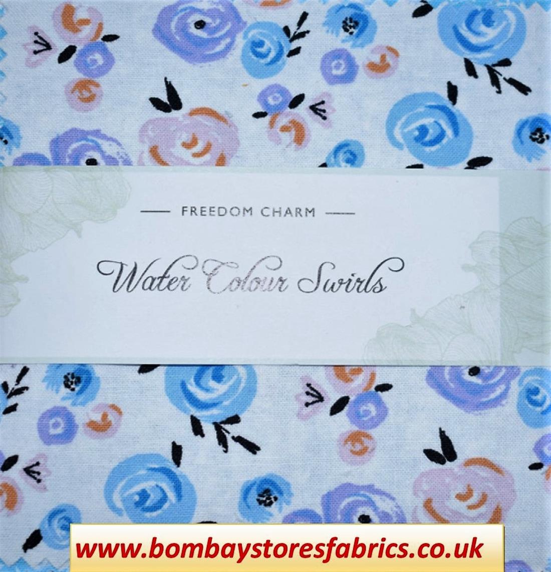 COL 1 Printed Cotton Water Colour Swirls Charm Pack