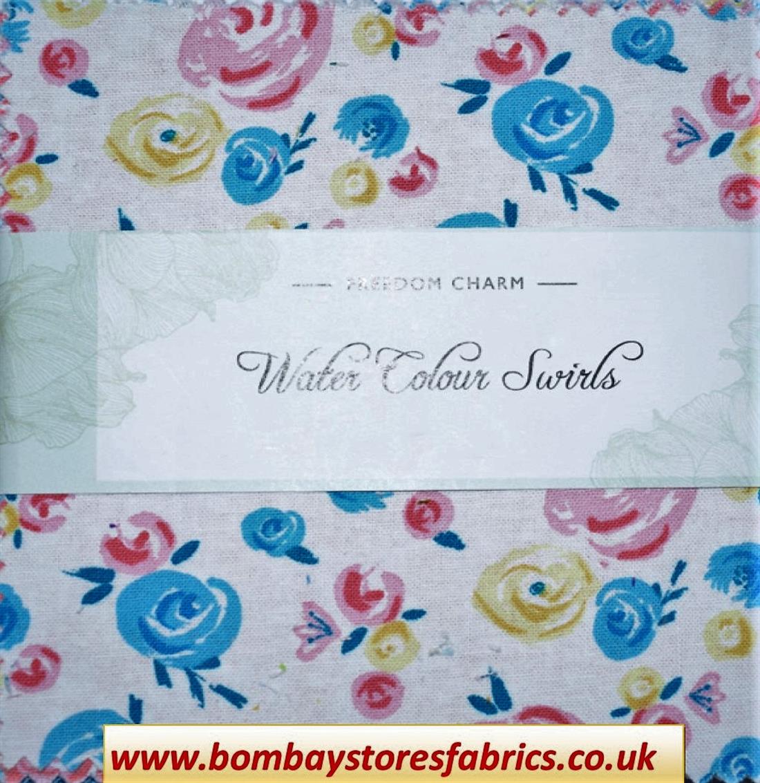 COL 2 Printed Cotton Water Colour Swirls Charm Pack