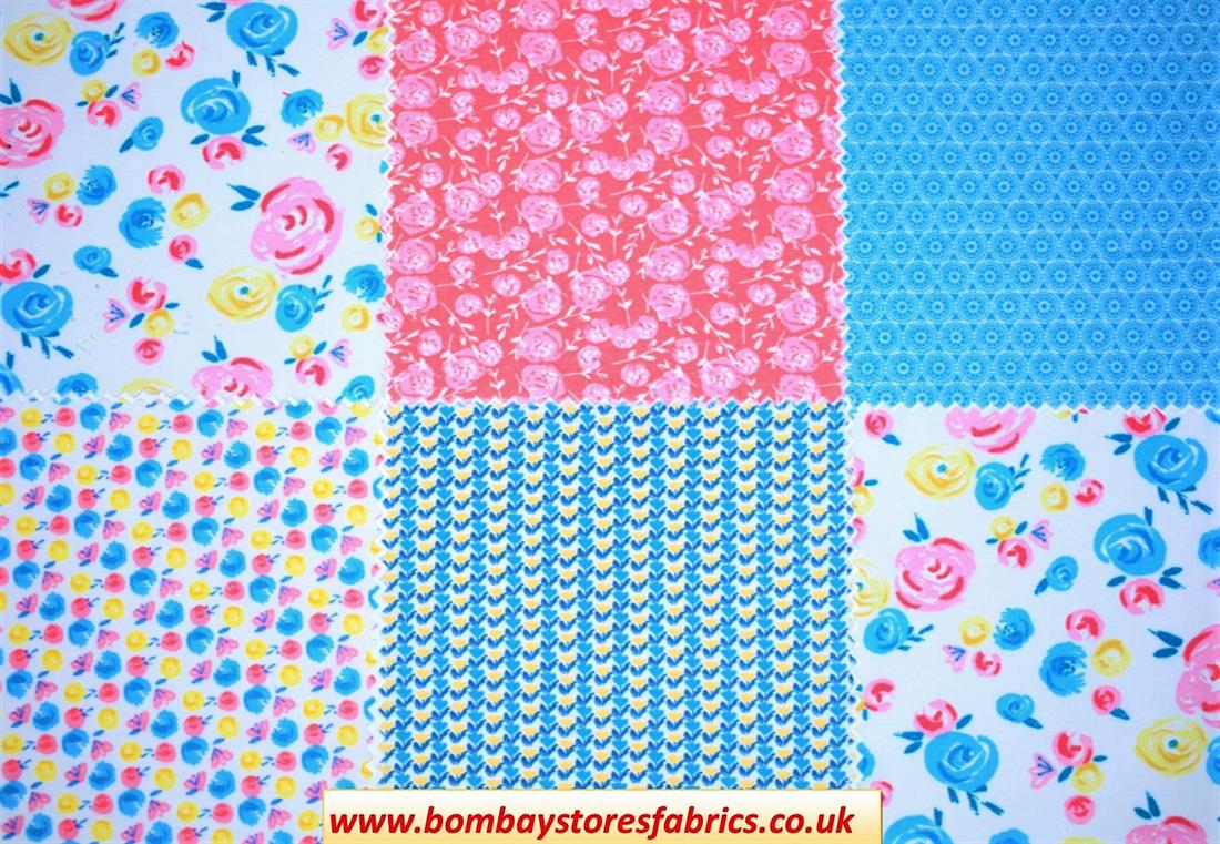 COL 2 Printed Cotton Water Colour Swirls Charm Pack