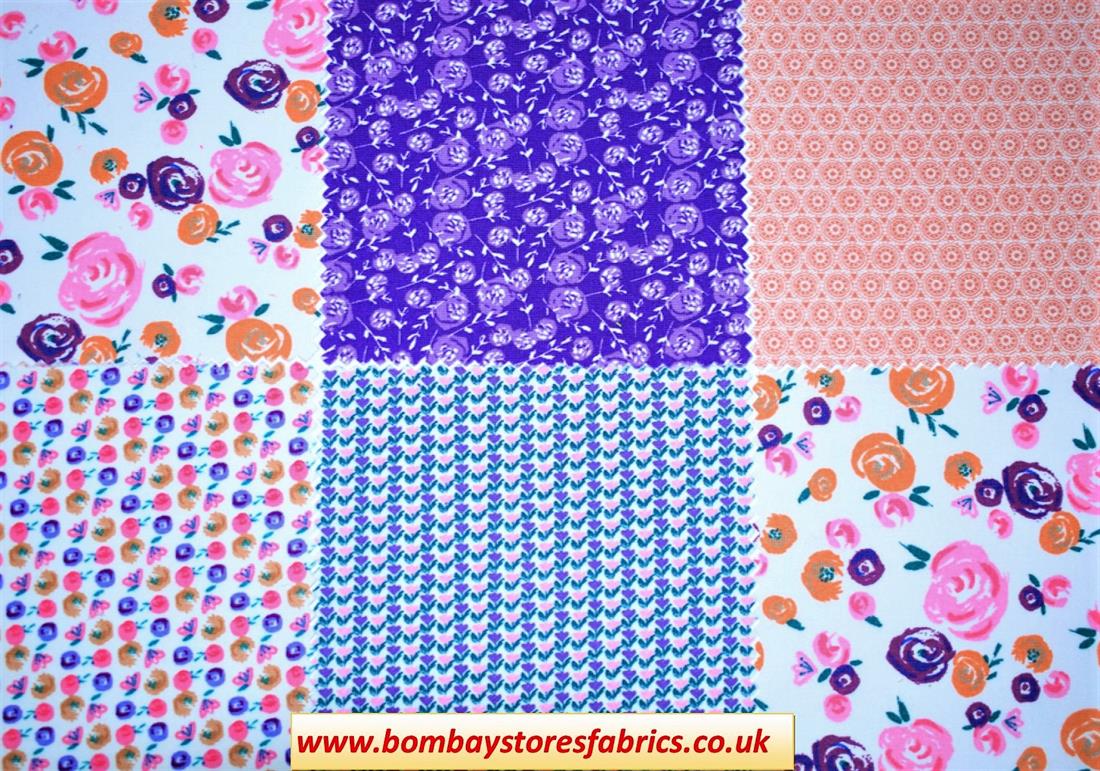 COL 3 Printed Cotton Water Colour Swirls Charm Pack
