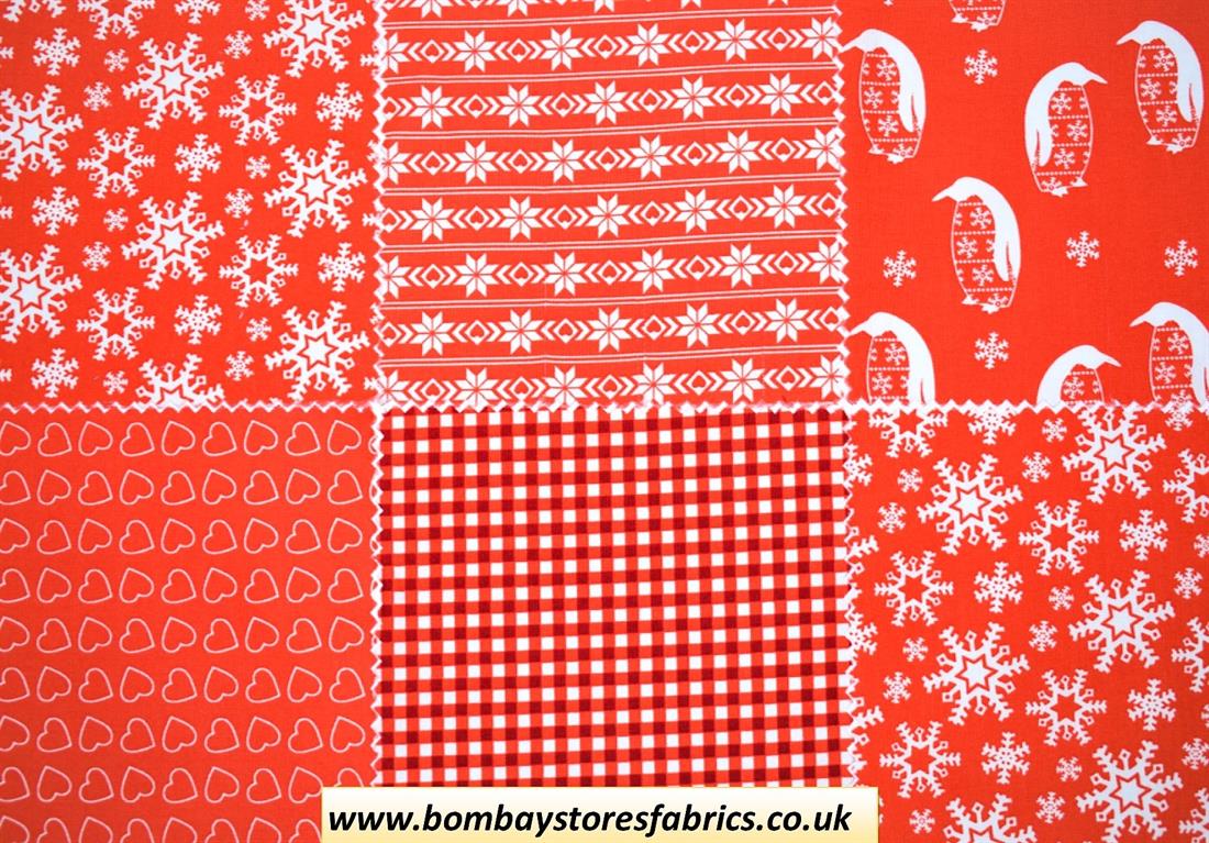 Red Printed Cotton Nordic Christmas Charm Pack