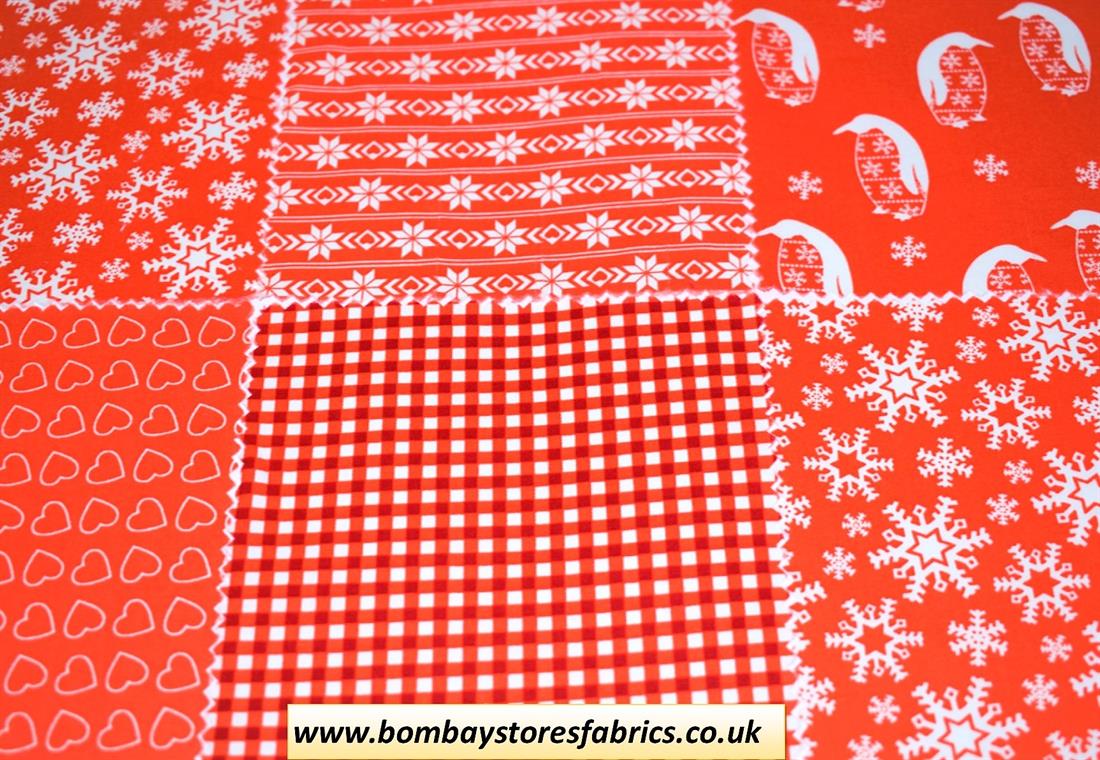 Red Printed Cotton Nordic Christmas Charm Pack