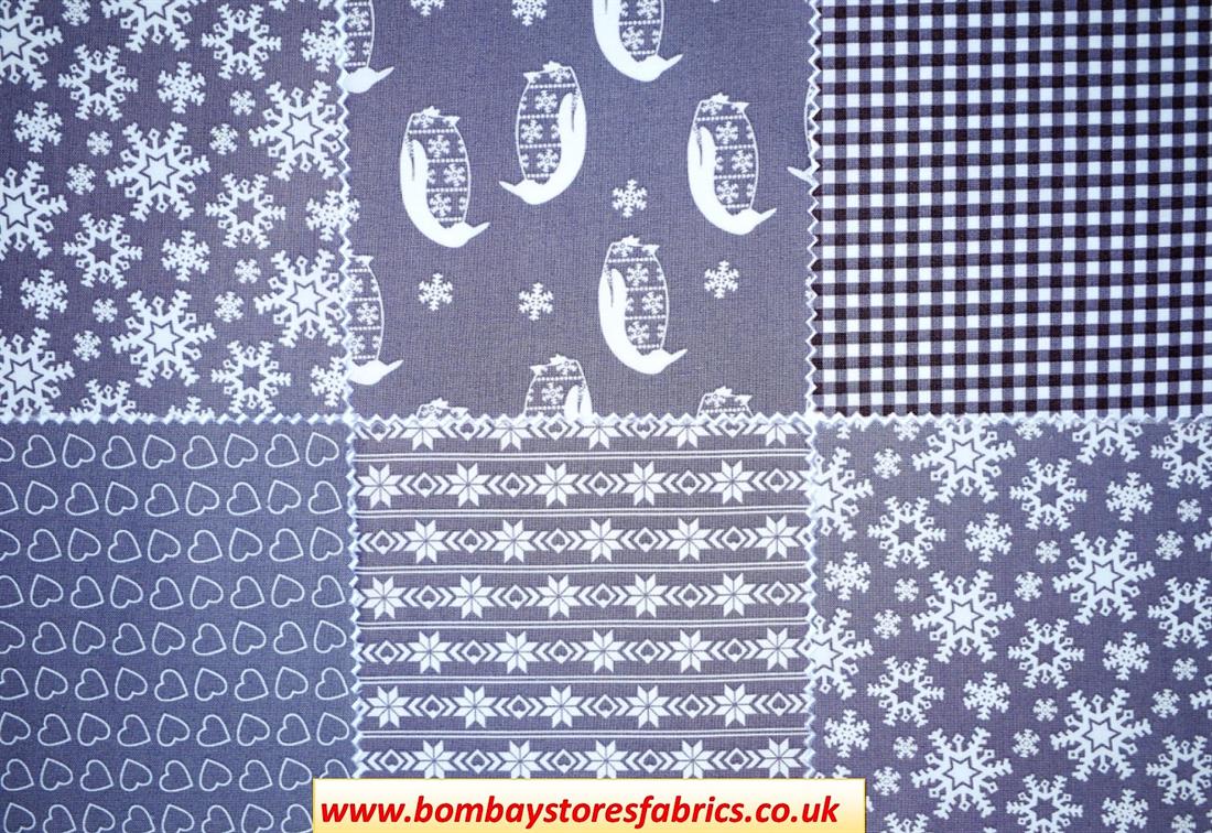 Grey Printed Cotton Nordic Christmas Charm Pack