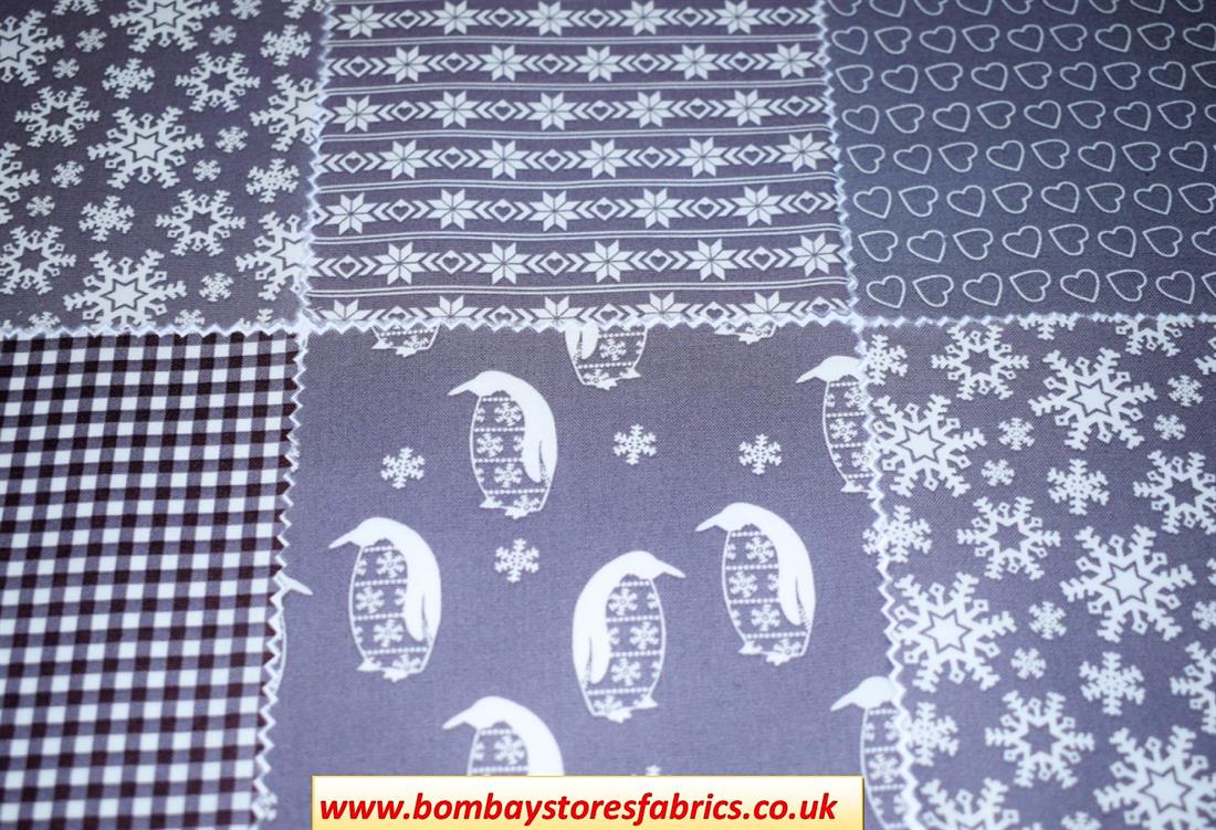 Grey Printed Cotton Nordic Christmas Charm Pack