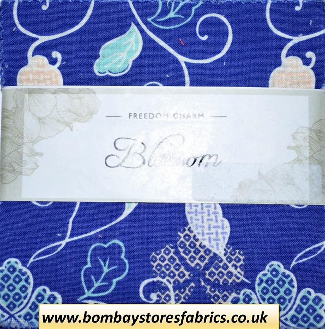 Royal Blue Printed Cotton Blossom Charm Pack