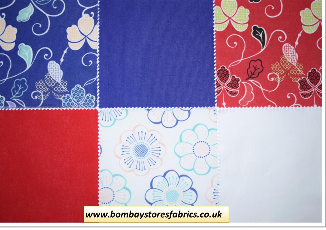 Royal Blue Printed Cotton Blossom Charm Pack