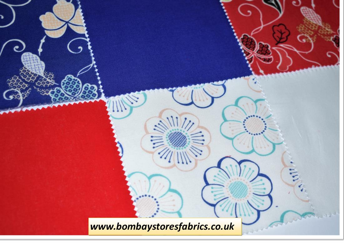 Royal Blue Printed Cotton Blossom Charm Pack