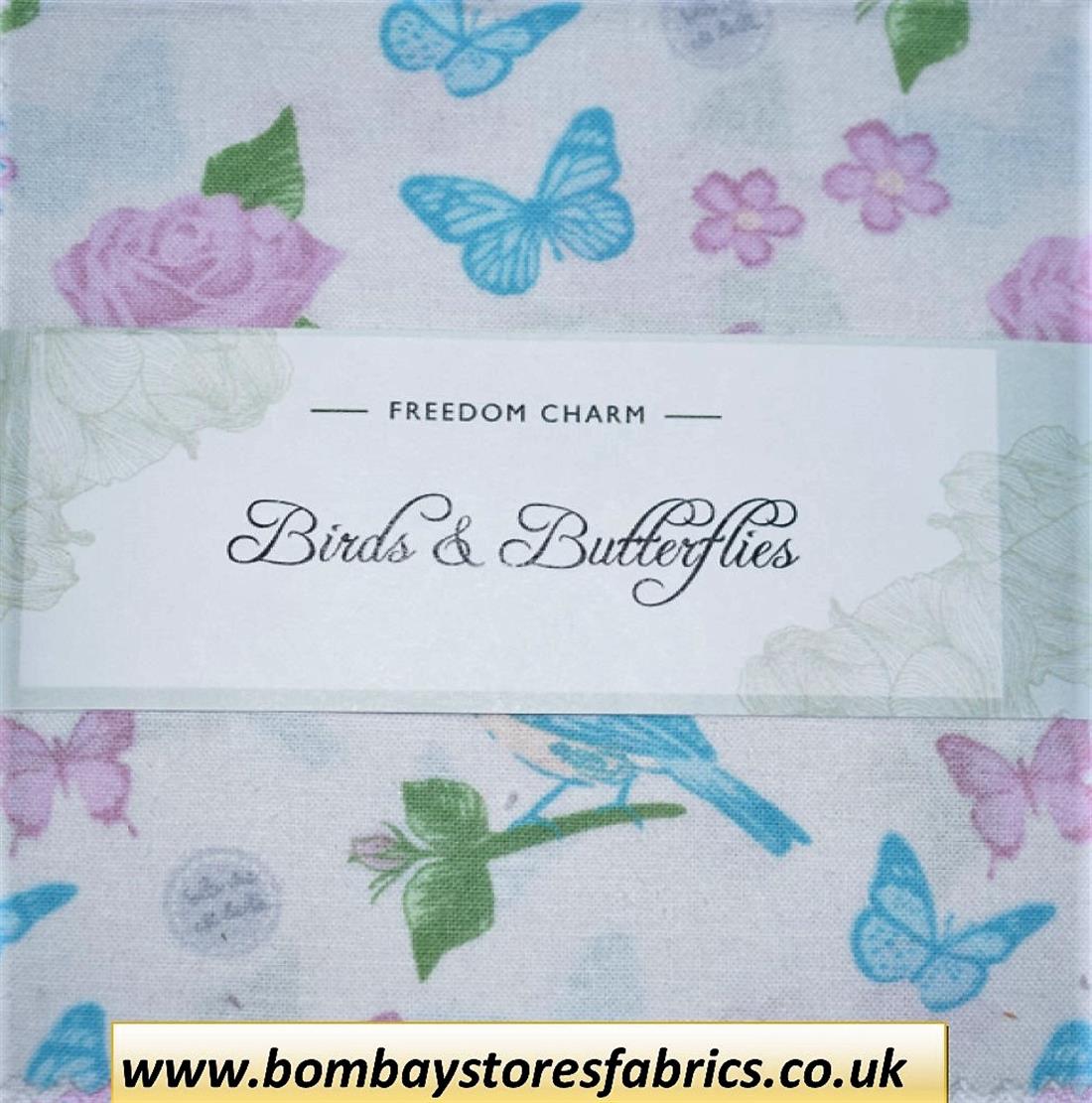 COL 1 Printed Cotton Birds & Butterflies Charm Pack