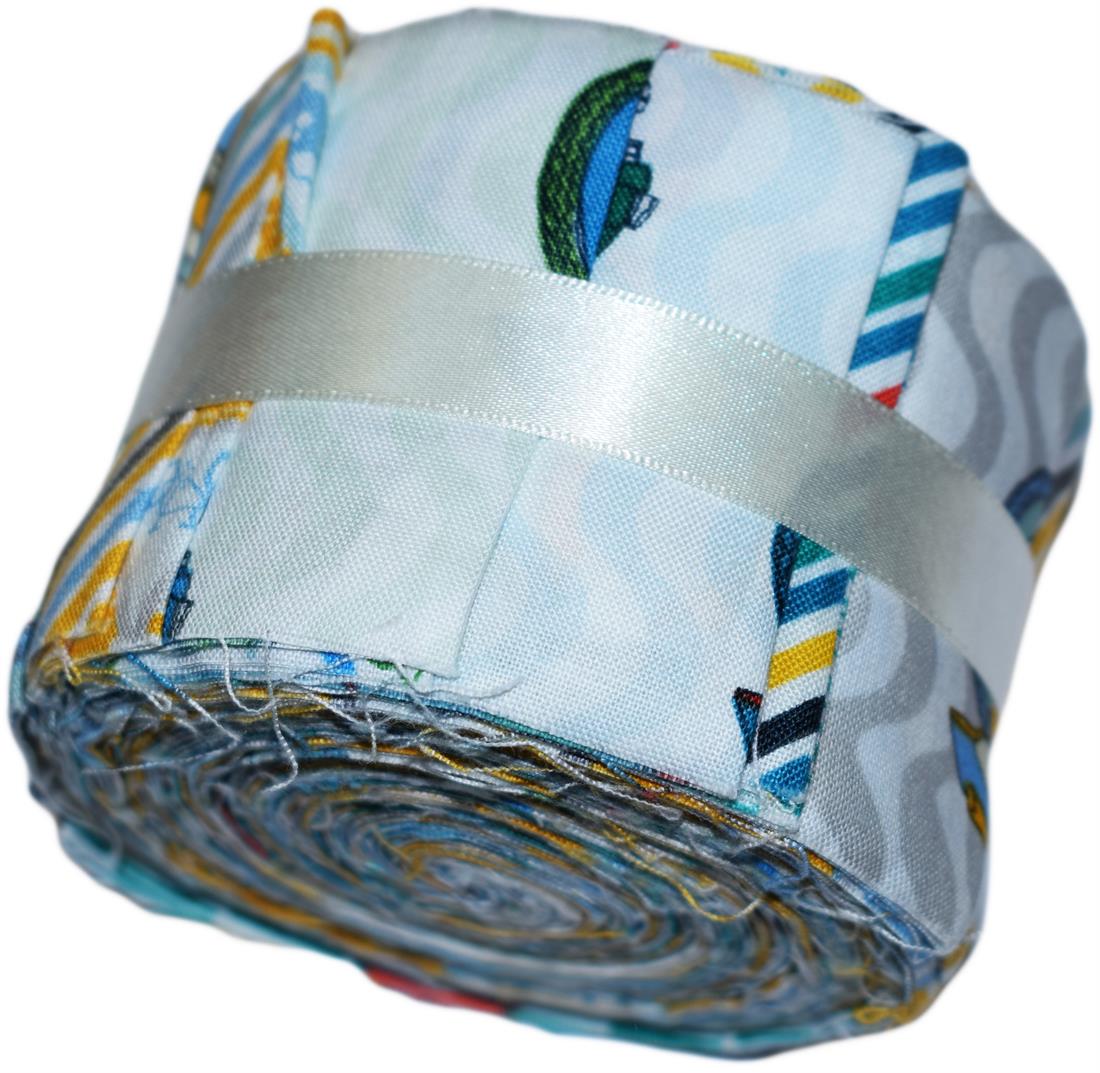 Sky Blue Cotton Retro Road Trip- Small Jelly Roll