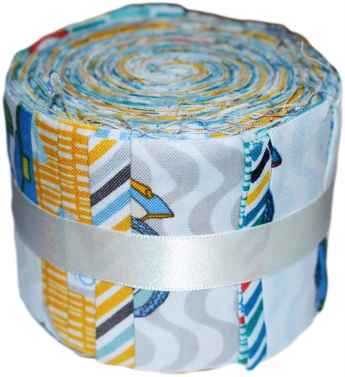 Sky Blue Cotton Retro Road Trip- Small Jelly Roll