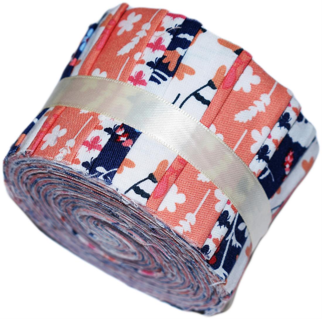 Navy & Peach Cotton Heritage Floral - Mini Jelly Roll