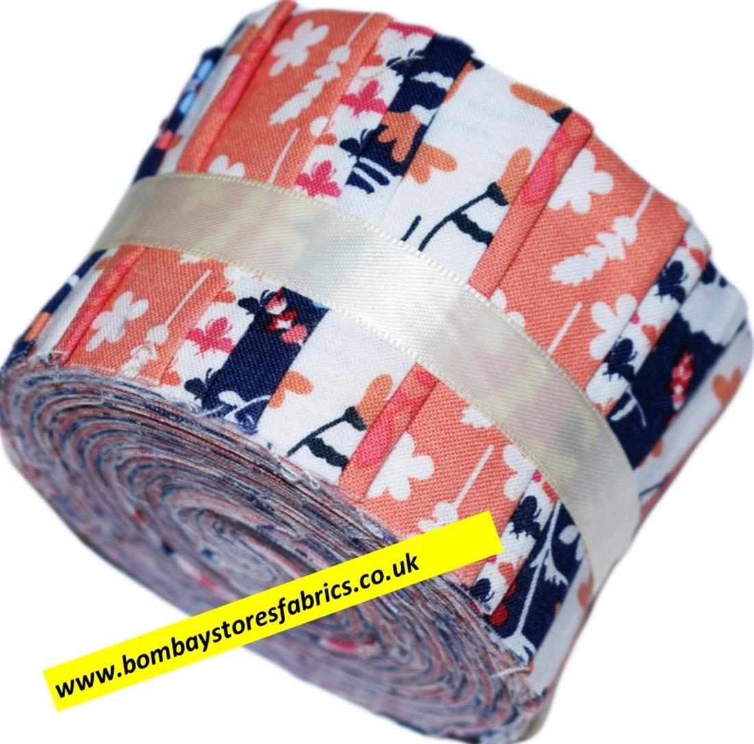 Navy & Peach Cotton Heritage Floral - Mini Jelly Roll