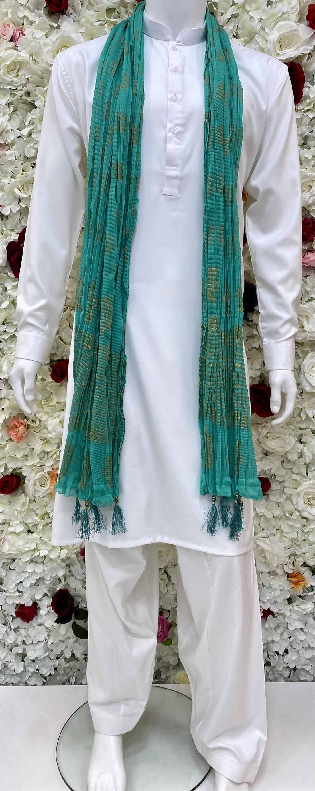 Ferozi & Gold Mens Shawls