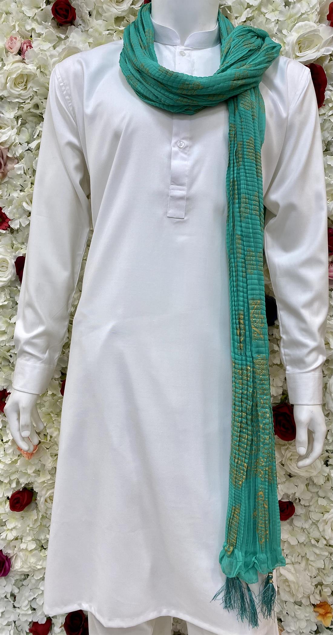 Ferozi & Gold Mens Shawls