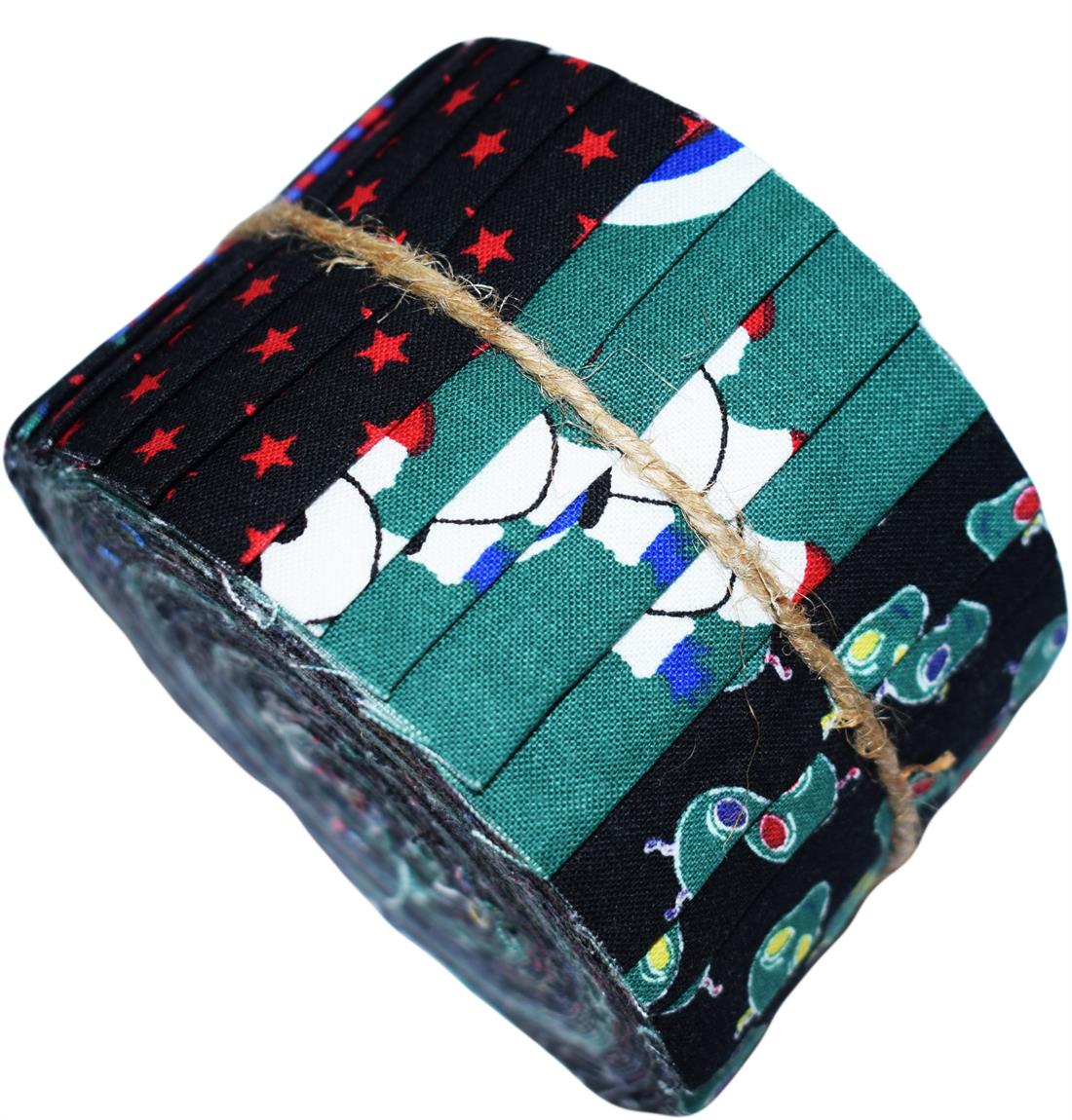 Black & Green Cotton Space - Mini Jelly Roll