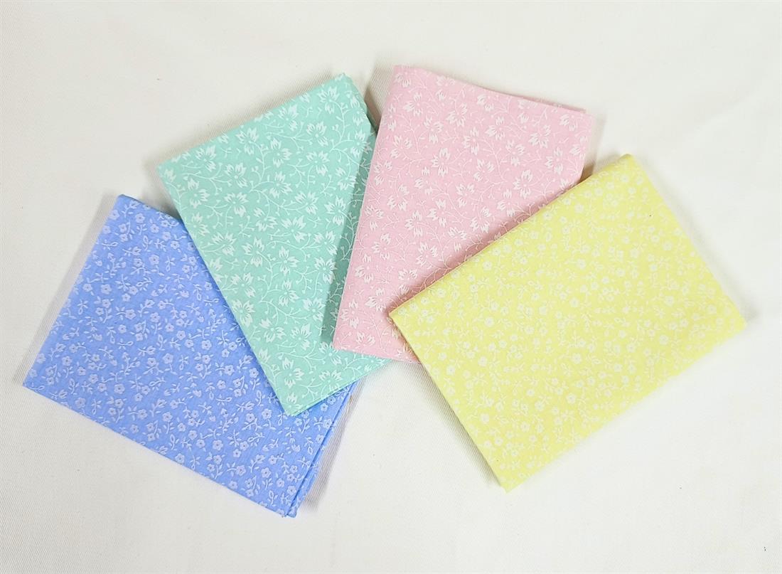 Multicolour Printed White Paste Flower Collection Fat Quarter Bundle Poly Cotton