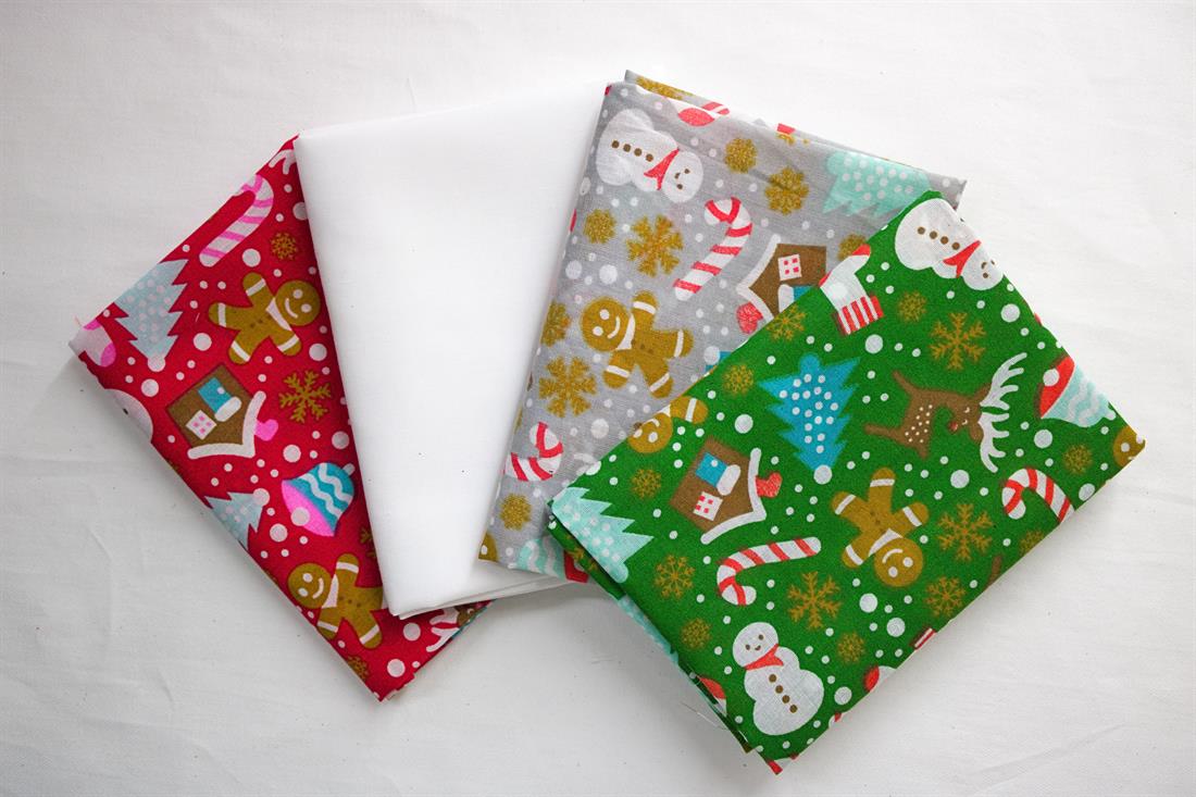 Multicolour Printed Christmas Fat Quarter Bundle Poly Cotton