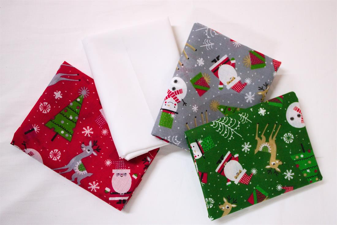 Multicolour Printed Christmas Fat Quarter Bundle Poly Cotton