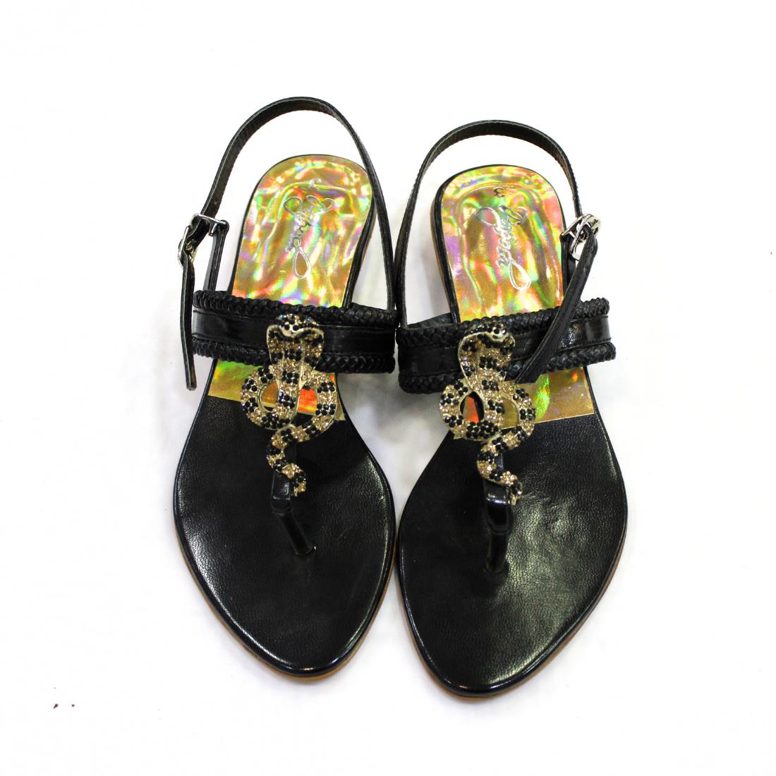 Black & Gold Ladies Sandals