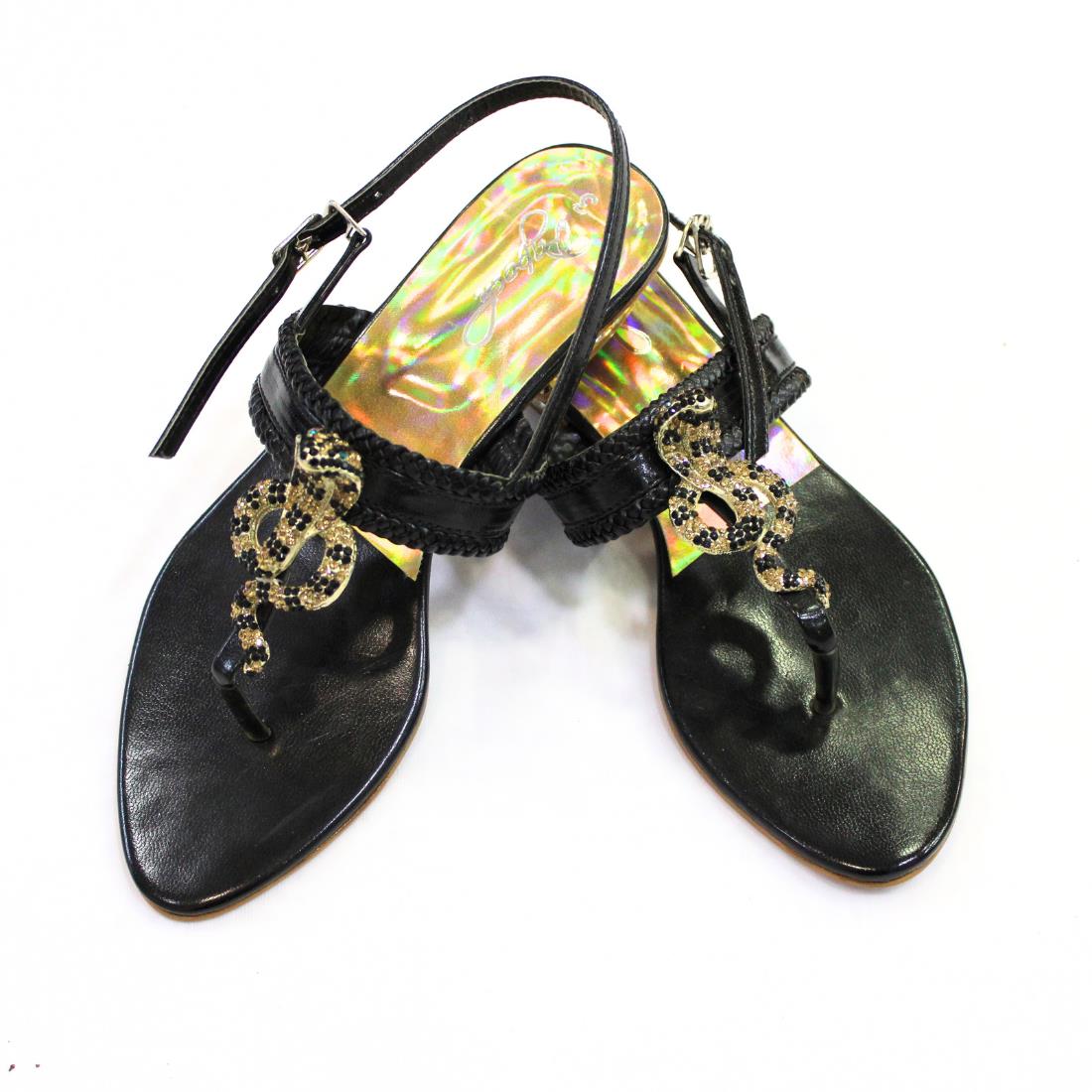 Black & Gold Ladies Sandals