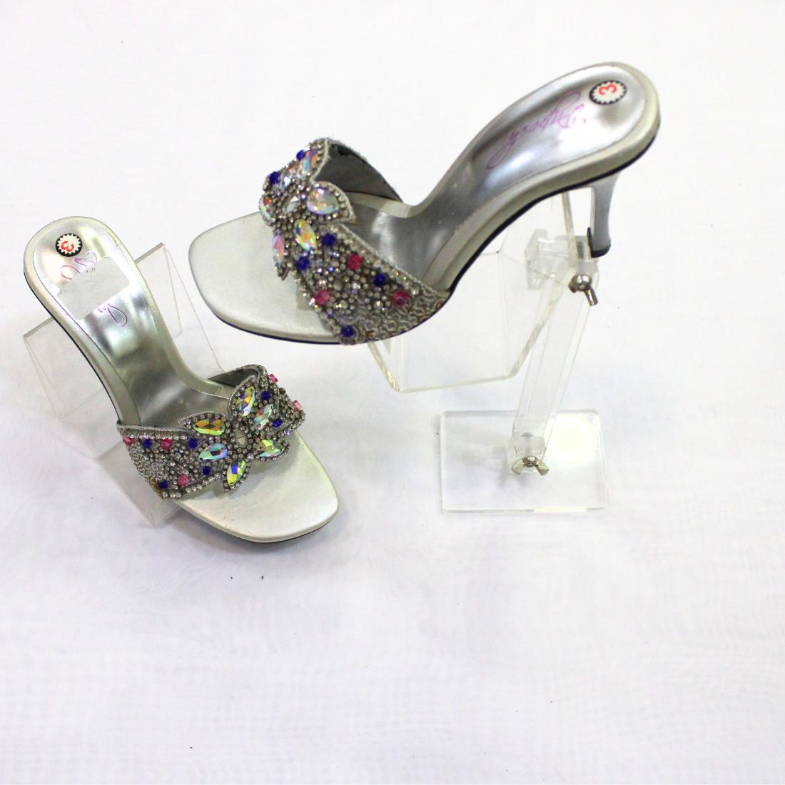 Silver Ladies Heel Sandals