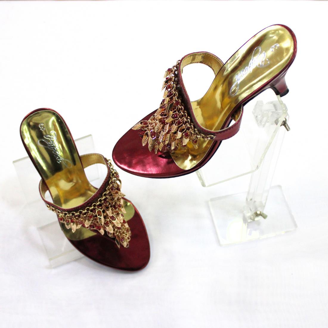 Maroon Ladies Heel Sandal