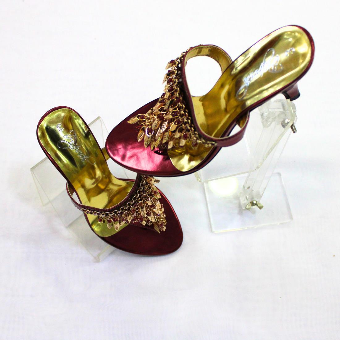 Maroon Ladies Heel Sandal