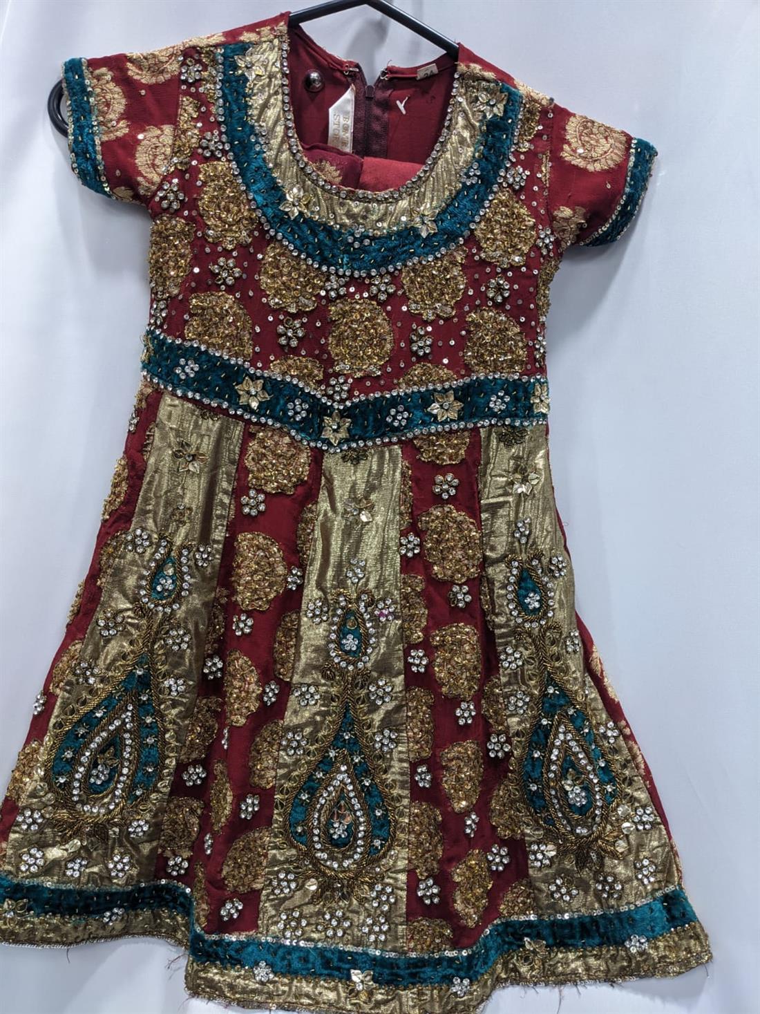 Multicoloured Embroidered 3 Piece Dress