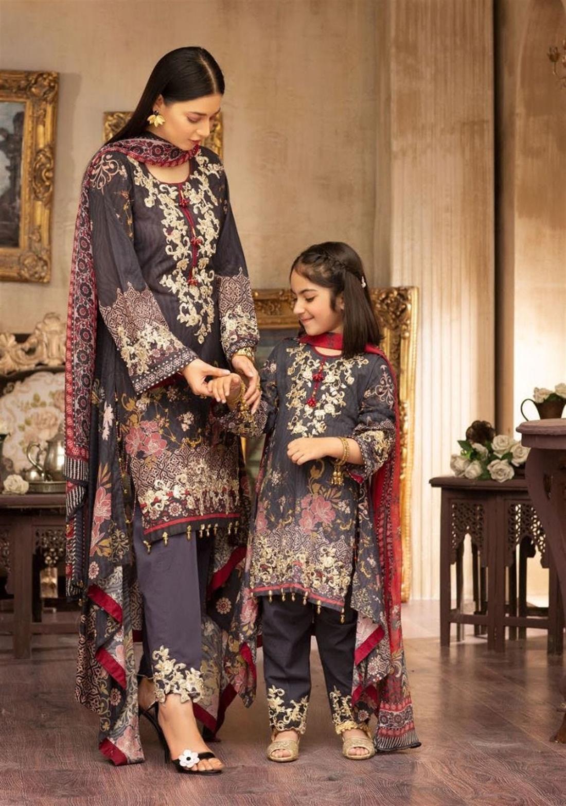 Grey Embroidered Chiffon Girlswear