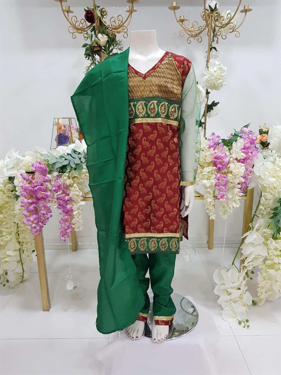 Red & Green Printed Girlswear