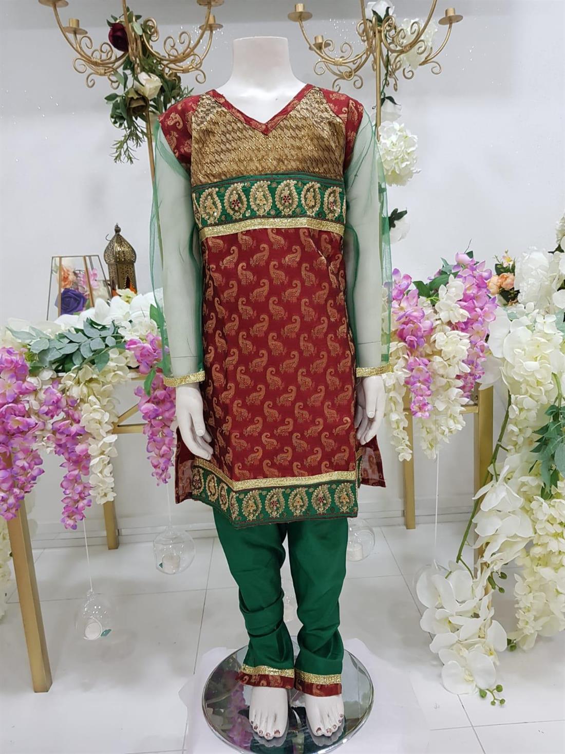 Red & Green Printed Girlswear