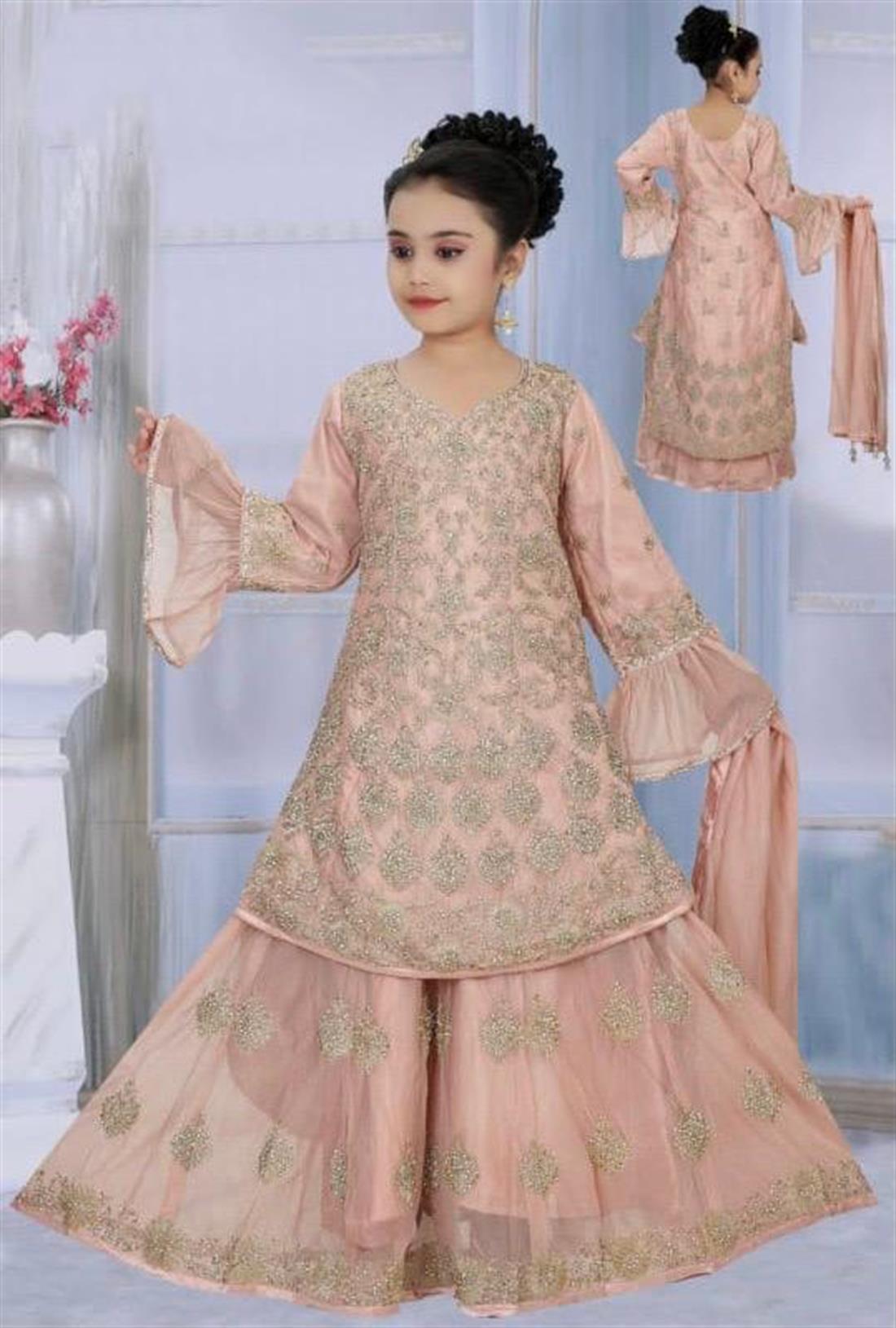 Rose Gold Embroidered Net Girlswear
