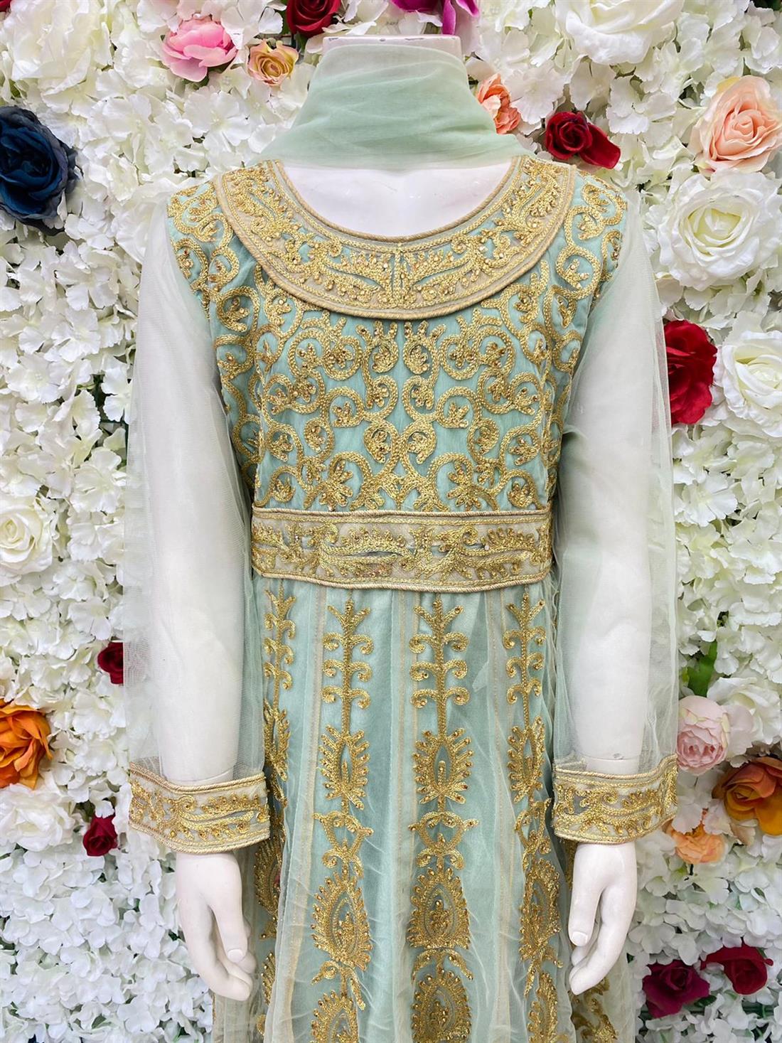 Turquoise Beaded Net Girlswear