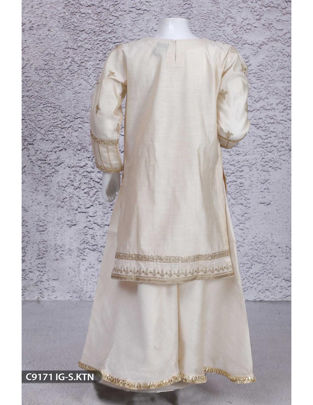 Cream & Gold Net Sharara Girlswear