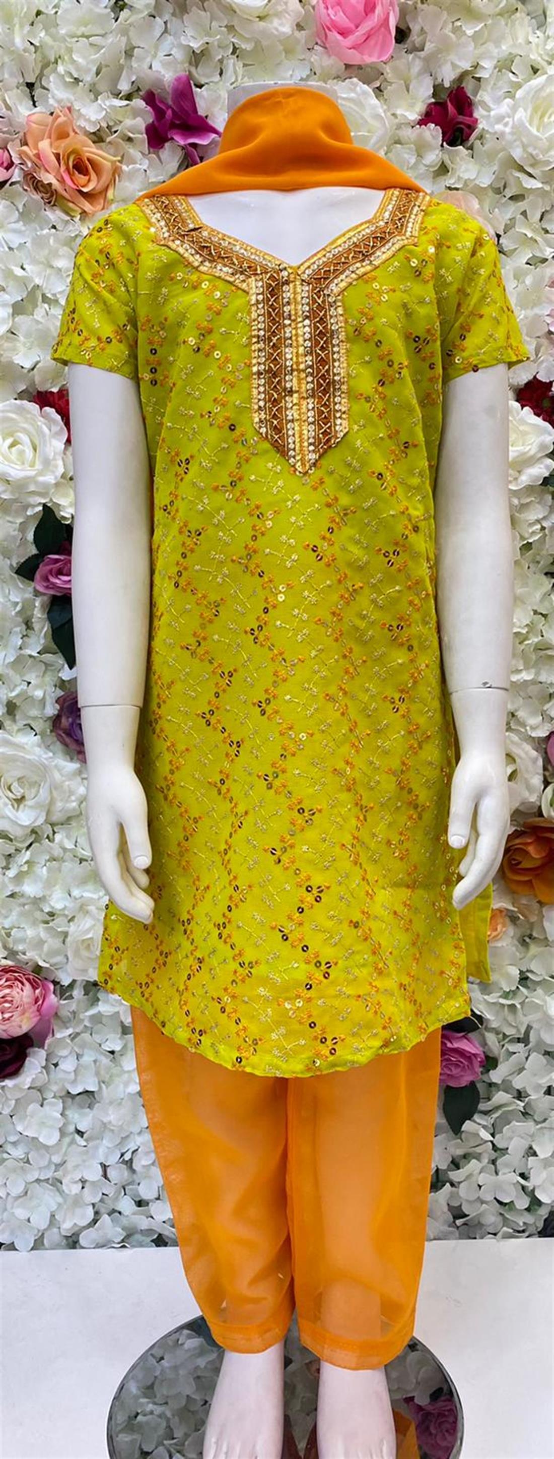 Orange Embroidered Frock Girlswear