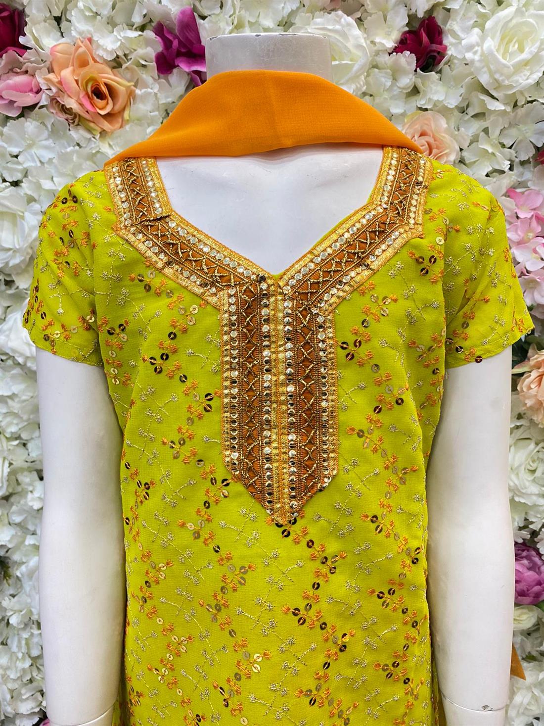 Orange Embroidered Frock Girlswear
