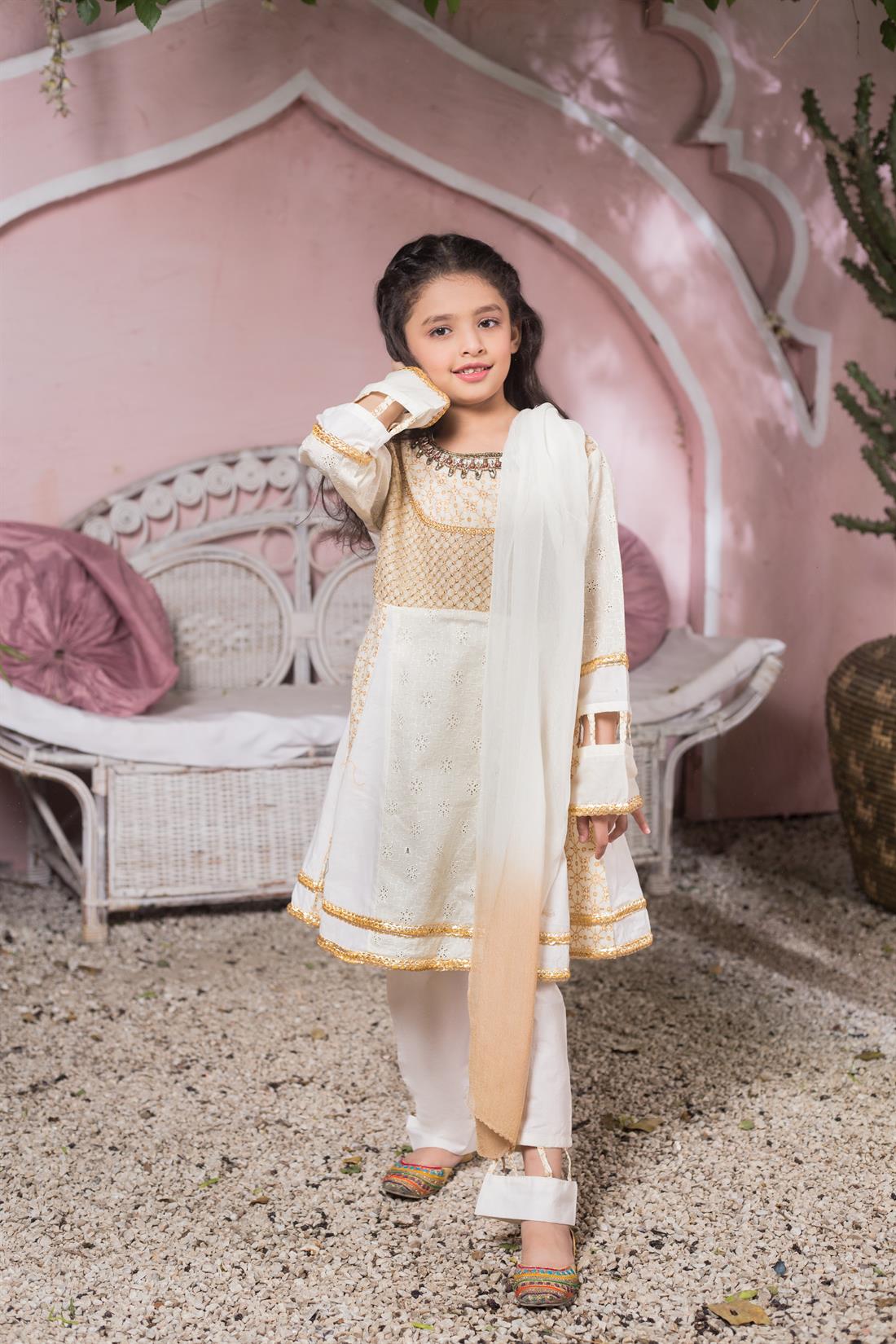 Ivory Printed Chiffon Girlswear