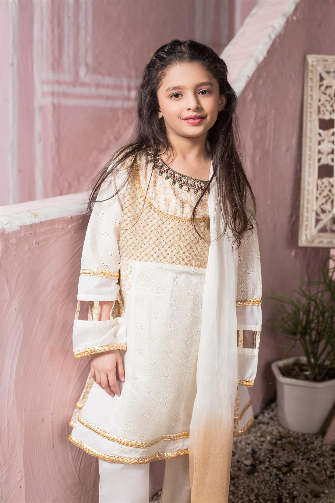 Ivory Printed Chiffon Girlswear