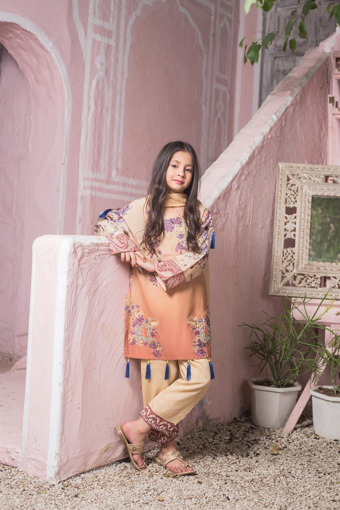Beige Printed Chiffon Girlswear