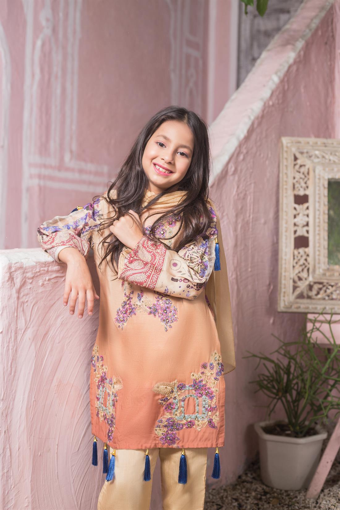 Beige Printed Chiffon Girlswear